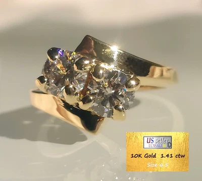 Vintage ring 1.41 carat certified diamond 2 diamonds gold ring ,10K Gold - Image 1 of 4