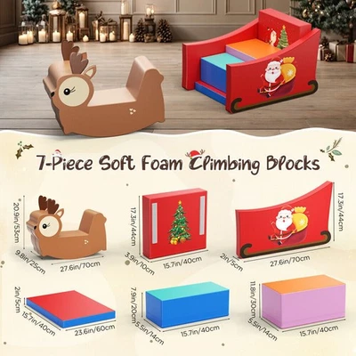 7pcs Deer Rocking Horse Lightweight Climb and Crawl Playset Soft Foam Play Set - Image 1 of 4
