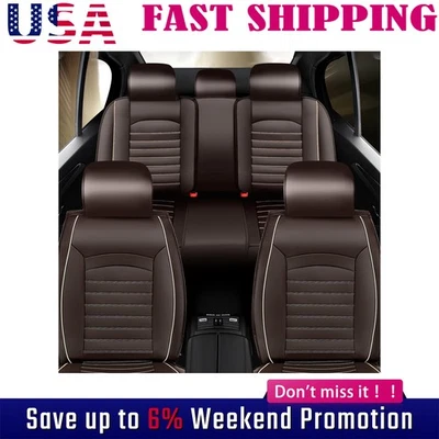 Juego completo de funda de asiento de coche de cuero 5 asientos protector trasero delantero Waeeddpi para Toyota Foto 1 de 4