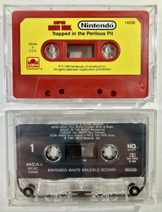 Super Mario Bros Trapped in the Perilous Pit White Knuckle Scorin' Cassette Lot - Picture 1 of 6
