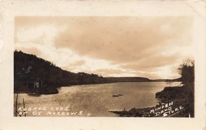 Postal LP33 Kushog Lake ONT Canadá Condado de Haliburton OX estrecha RPPC - Imagen 1 de 2
