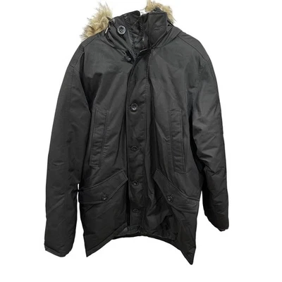 Abrigo de invierno Parka con capucha de piel negra XL Polo Ralph Lauren para hombre Foto 1 de 4