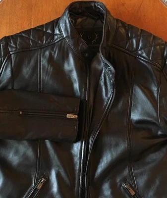 Chaqueta de moto de cuero negra Bod & Christensen para hombre talla mediana Foto 1 de 4