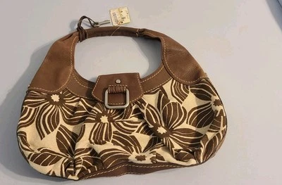 Bolso de Mano Fossil Diseño Floral con Borde de Cuero Nuevo con Etiquetas ZB2936 Hobo Coleccionable/MARRÓN Foto 1 de 4