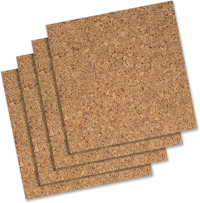 Quartet Cork Tiles, Cork Board, 12" x 12", Corkboard Wall Bulletin Boards Pack 4 - Image 1 of 4