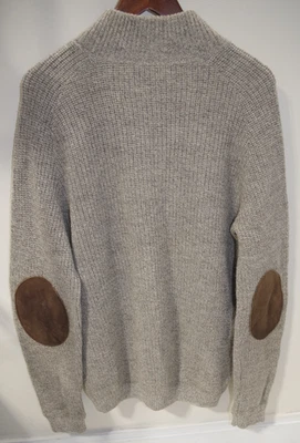 X2 Orvis Sweater Mens Large Brown Suede Patch Wool Cardigan Taupe Full Zip - Image 1 of 4