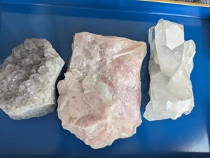 Bundle: Brazilian Quartz Crystal Cluster, Rose Quartz, Amethyst Oregon Medium S - Picture 1 of 5