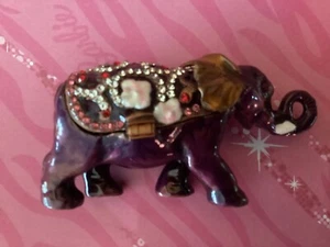 Bejeweled Enameled Animal Trinket Box/Figurine With Rhinestones-Purple elephant - Picture 1 of 7