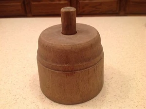 Holz Kolben Butterform Stempel Presse Weizenblatt Farn Design Seitenschnitzereien - Bild 1 von 10