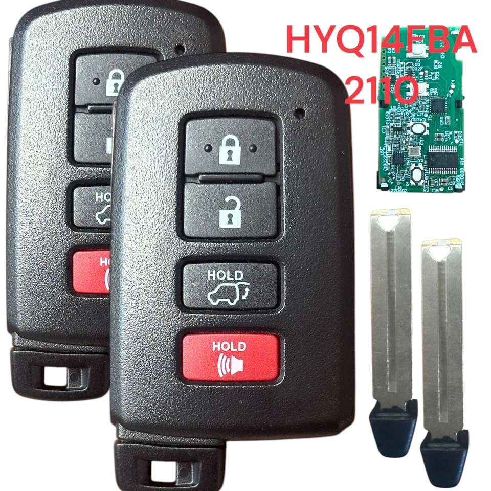 2 para 2014 2015 2016 2017 2018 Toyota Highlander Smart Remote Llavero HYQ14FBA Foto 1 de 4