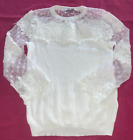 White Long Sleeved Jumper With Appliqued Lace By Per Una At M&S Size 8 Bnwt