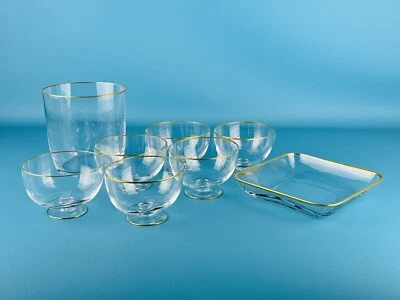 Carlo Moretti “Ovale” Servizio Vetro Murano Filo Oro Coppe Vaso Vassoio Anni ‘70 - Immagine 1 di 4