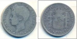 ESPAÑA: 1 PESETA DE ALFONSO XIII. PLATA. AÑO 1901 *1-* SM-V. RC+. IDEAL Y ESCASA - Imagen 1 de 1