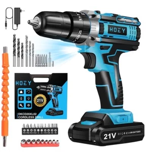 Taladro atornillador eléctrico Hoey 21V mandril sin llave destornillador inalámbrico azul - Imagen 1 de 10