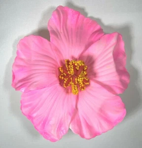 4" Pink Hibiscus Foam Artificial Flower Hair Clip Luau Cruise Tropical Wedding - Picture 1 of 2