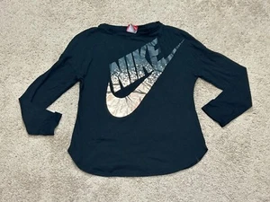 Nike Girls Shirt Size Large Multicolor Logo Sheen Long Sleeve T-Shirt Athletic - Picture 1 of 8