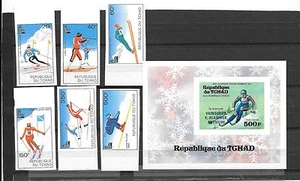 OLYMPICS- Chad ( Africa)- 7 unlisted imperfs for Winter Games-1976 & 1980 (MNH) - Picture 1 of 1