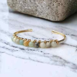 Brazalete artesanal de amazonita - tamaño pequeño ajustable, hipoalergénico - Imagen 1 de 4