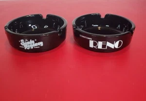 Vintage Sands Regency Hotel Casino Reno Nevada Black Glass Ashtray 3.5" Lot of 2 - Picture 1 of 8