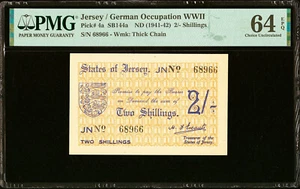 Jersey 2/- Shillings WWII ND (1941-42) Pick-4a CH UNC PMG 64 EPQ - Picture 1 of 2