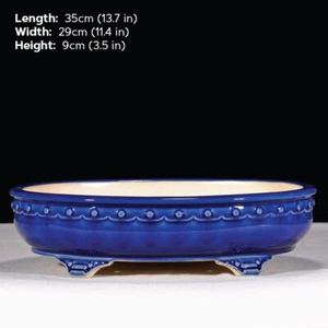 Classical Glazed Bonsai Pot Rectangular/Oval Chinese Purple Sand Shallow Planter - Picture 1 of 18