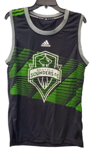 Adidas Men's Seattle Sounders Football Club Tank Top Shirt Black with GreenLogo - Picture 1 of 11