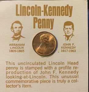 Lincoln y Kennedy se enfrentan en 1974 centavo D en listado de tarjetas ¡Asombrosas coincidencias! - Imagen 1 de 2