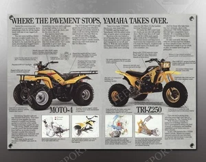 YAMAHA MOTO-4 AND TRI-Z 250 VINTAGE IMAGE REPRODUCTION BANNER WHERE THE PAVEMENT - Picture 1 of 1