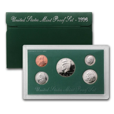 1996 US Mint Proof Set: One Complete Set in OGP With COA: 5 US Coins Total Cover