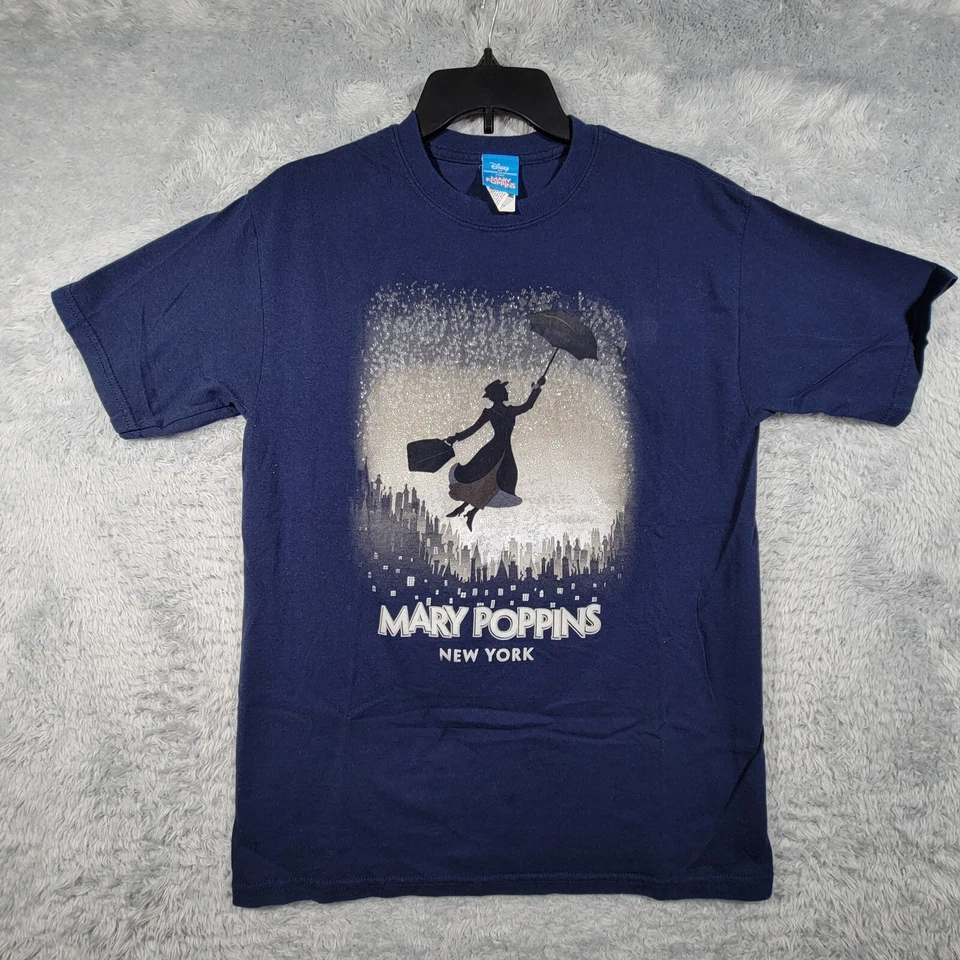 Disney Shirt Womens Medium Blue MARY POPPINS -New York Broadway- Mackintosh - Image 1 of 4