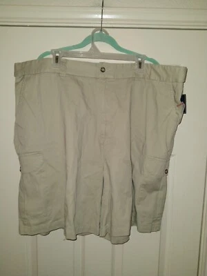 Bermuda cargo masculina Harbor Bay frente plana algodão tamanho 46x8 nova com etiquetas - Imagem 1 de 4