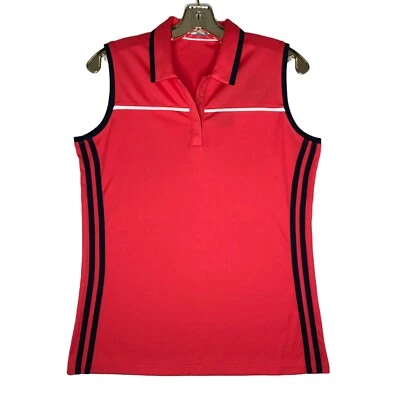 Camisa polo de golf Callaway para mujer roja coral sin mangas 1/4 a presión azul marino L Foto 1 de 4
