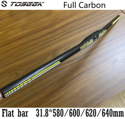 Carbon 3K MTB XC Road Bike Flat bar Bicycle Handlebar 31.8*580-640mm Yellow - Image 1 of 4