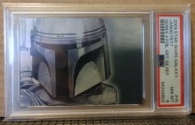 2009 Topps Star Wars Galaxy 4 JANGO FETT foil art silver PSA 8 - Image 1 of 4