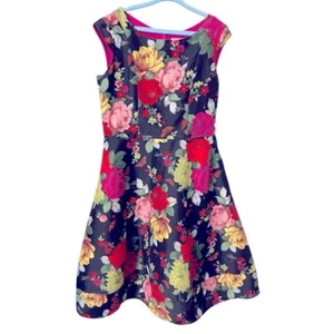 Baker By Ted Baker Girls Floral Garden Dress 8 Roses Fit and Flare Lined - Picture 1 of 7