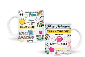 Taza de café de té personalizada Thank you Best Mrs Mr Teacher cerámica blanca 11 oz - Imagen 1 de 4
