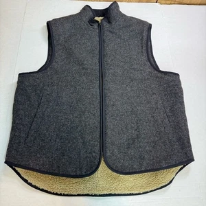L.L.Bean Men’s Wool Blend Sherpa Lined Vest Gray M Regular Early 2000s Classic - Picture 1 of 12
