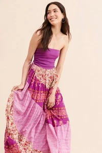 Damen Free People Fresh Start wandelbares Röhren-Maxikleid Blockdruck Medium M - Bild 1 von 8