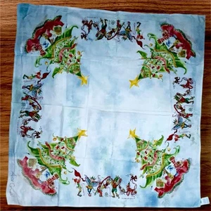 VTG April Cornell Christmas Tablecloth Elves Christmas Trees 54” Cotton New OOAK - Picture 1 of 11