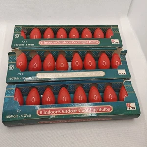 Lot 3 Pck (24 bulb) Vintage Red Indoor Outdoor Cool-Lite Christmas Bulb C7 C7.5 - Picture 1 of 1