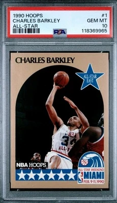 🔥🏟1990 HOOPS ALL-STAR #1 CHARLES BARKLEY 76ERS HOF PSA 10🔥🏈 - Image 1 of 2
