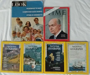 6 Vintage Magazines 1960s Ethel Kennedy Look Dean Rusk Time National Geographic - Picture 1 of 11