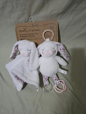 Manta de seguridad acolchada Dreamgro Buddy Blankie & Rattle Bunny Lovey Foto 1 de 3