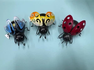 3 Metal Garden Art Decorative Bugs Outdoor Wall Sculptures Pot Hangers - Picture 1 of 4