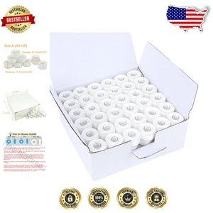 White Prewound Bobbin Thread 144pc - Size A 90wt, Soft Polyester for Embroidery - Picture 1 of 7