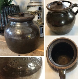 Antiguo F.T. Jarra de gres Wright & Sons, Taunton Mass - ¡Rara con tapa! - Imagen 1 de 20