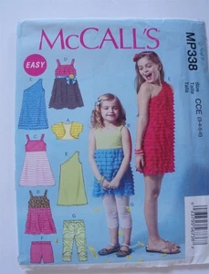 McCalls 6547 MP338 Girls Dress Shrug Shorts Leggings Sewing Pattern Sizes 3-6 - Picture 1 of 2
