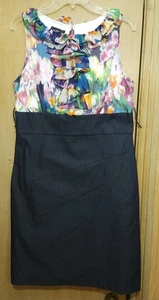 Abito ALYX taglia 12 acquerello floreale volant chiffon top Lt gonna denim tubino - Foto 1 di 8