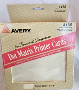 Avery Dot Matrix Printer Cards 4166 NIB 3"x5" 500 Continuous Index Cards NOS - Picture 1 of 4