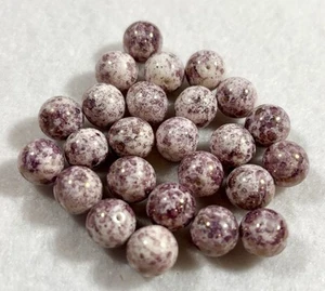 NEW PURPLE, WHITE & GOLD 10MM LOOSE GLASS BEADS FOR JEWELRY MAKING 25PCS - Picture 1 of 1